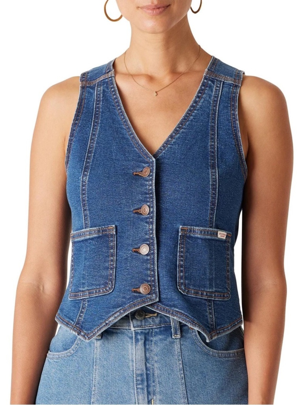Levi's Women's Dark Blue Denim Button Vest